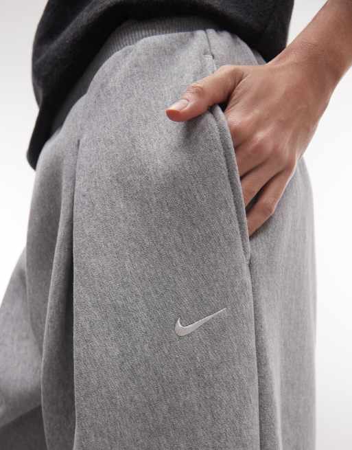 Nike Studio Fleece heavy-weight pleated open hem jogger in dark grey, 3 of 5