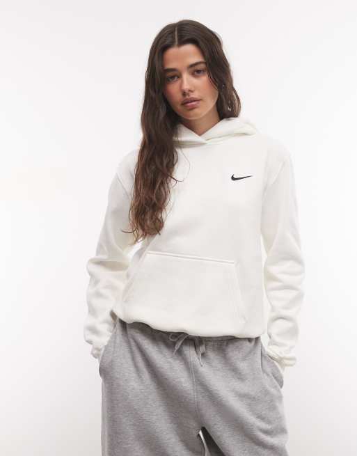 Nike Studio Fleece hoodie in cream and black, 3 of 4