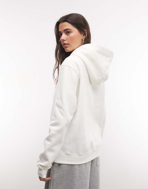 Nike Studio Fleece hoodie in cream and black, 4 of 4