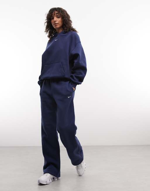 Nike Studio Fleece hoodie met oversized pasvorm in marineblauw, 2 van 4