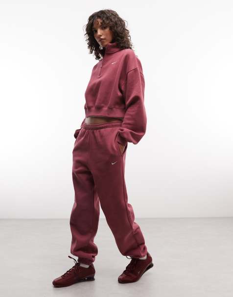 Nike Studio Fleece jogger oversize mi-épais à revers rose - view 1