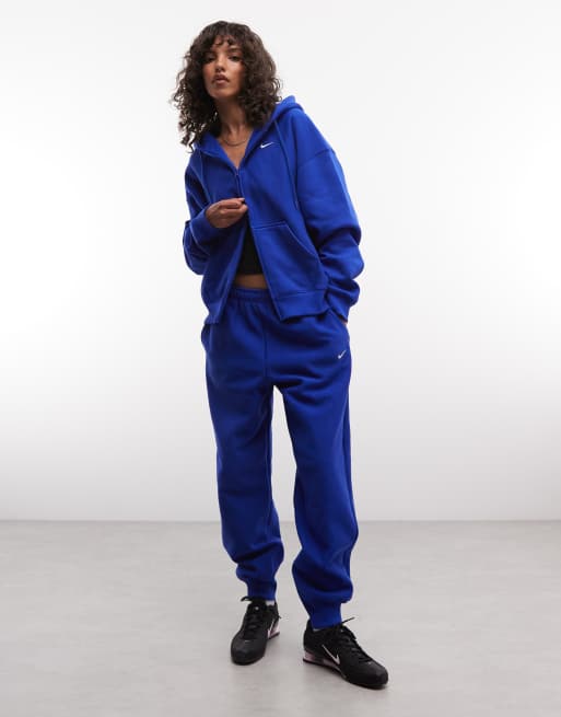 Nike Studio Fleece kraftig oversized hættetrøje med lynlås i blå, 2 af 4