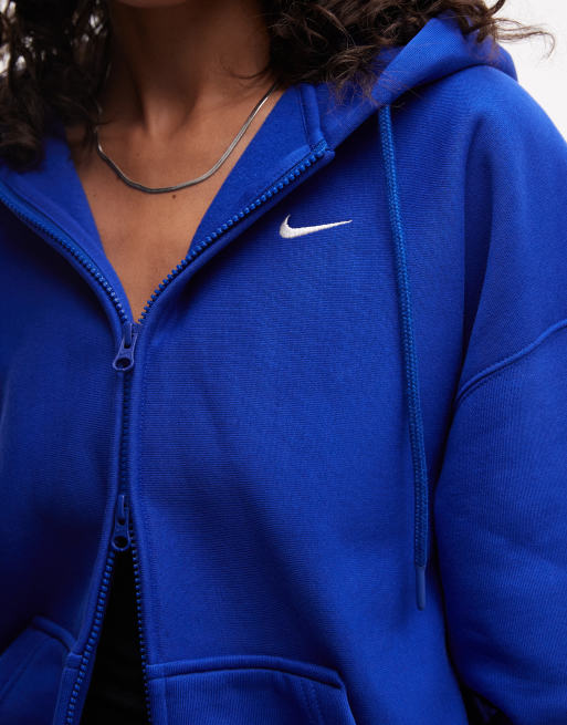 Nike Studio Fleece kraftig oversized hættetrøje med lynlås i blå, 3 af 4