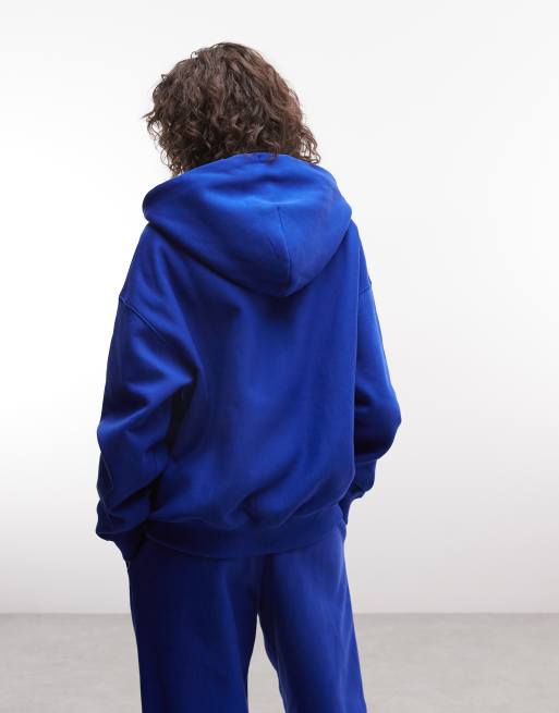 Nike Studio Fleece kraftig oversized hættetrøje med lynlås i blå, 4 af 4