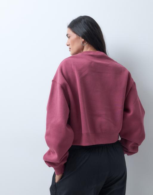 Nike Studio Fleece mellantjock sweatshirt med grafiskt tryck i rosa, 4 av 5