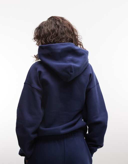 Nike Studio Fleece mellantung oversized huvtröja i navy, 4 av 4