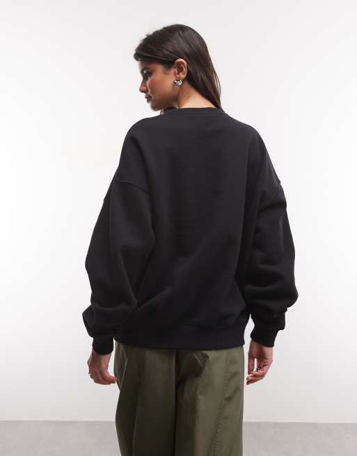 Nike Studio fleece mellantung oversized sweatshirt i svart, 4 av 4