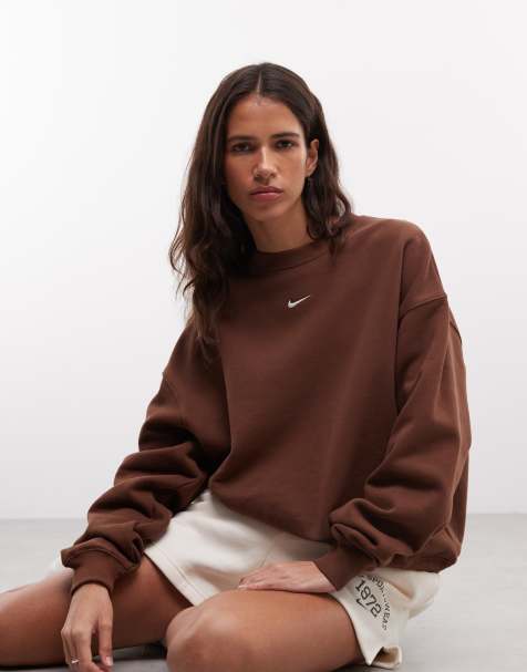 Nike Studio fleece mellemtung oversized sweatshirt i brun - view 1