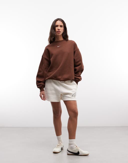 Nike Studio fleece mellemtung oversized sweatshirt i brun, 3 af 4