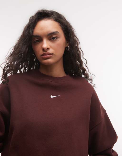 Nike Studio Fleece mellemtyk oversized sweatshirt i bordeaux, 2 af 4