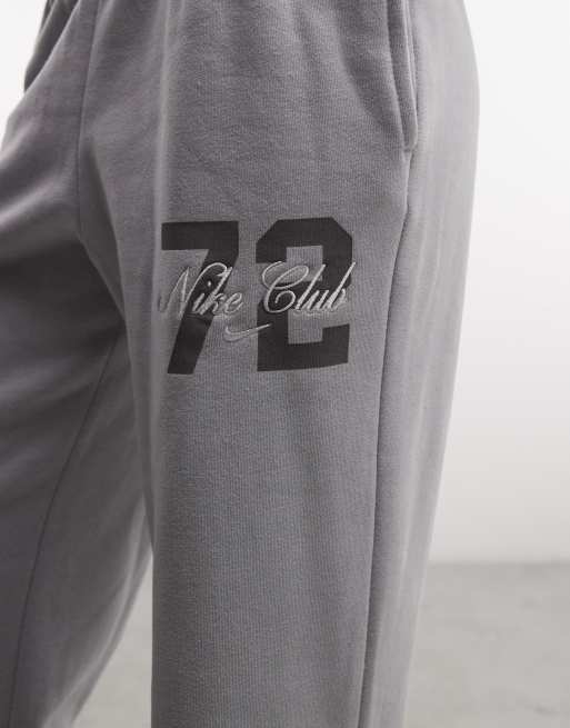 Nike Studio Fleece mid rise open hem joggers in grey with logo, 4 of 5