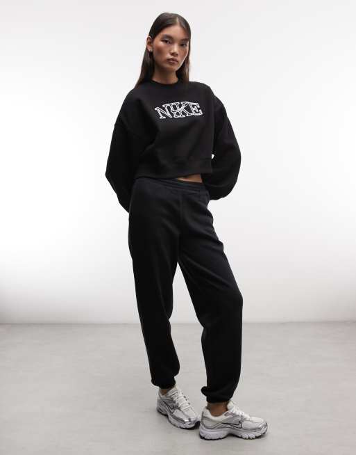 Nike Studio Fleece mid-weight graphic print sweat in black, 2 of 4