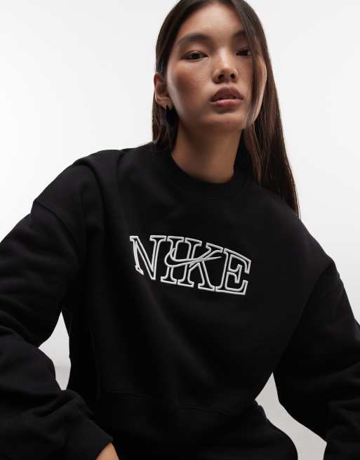 Nike Studio Fleece mid-weight graphic print sweat in black, 4 of 4