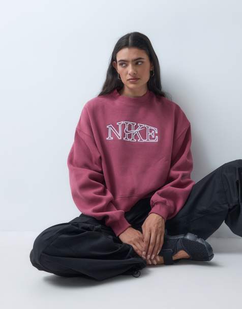Nike Studio Fleece mid-weight graphic print sweat in pink - view 1