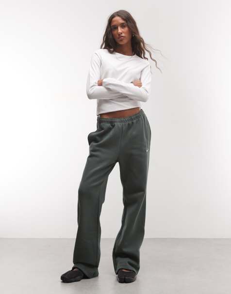 Nike Studio Fleece mid-weight mid rise open hem jogger in green - view 1