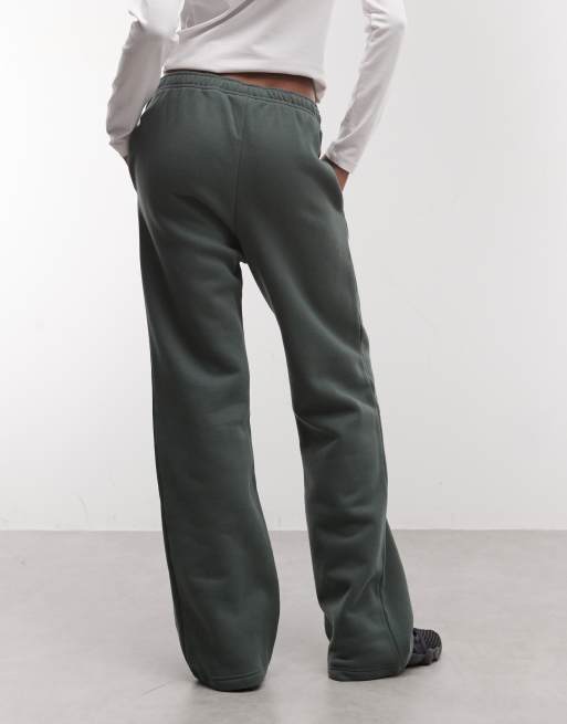 Nike Studio Fleece mid-weight mid rise open hem jogger in green, 4 of 5