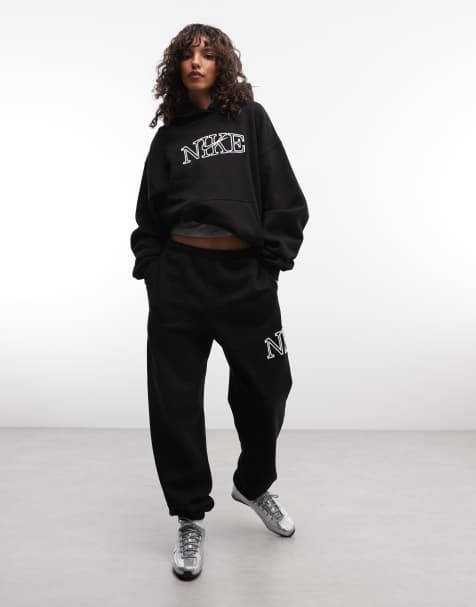 Nike Studio Fleece mid-weight oversized co-ord with logo in black - view 1