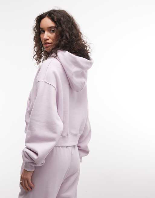 Nike Studio Fleece mid-weight oversized cropped zip through hoodie in lilac, 4 of 4