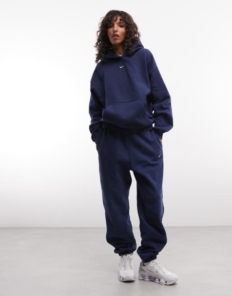 Nike Studio Fleece mid-weight oversized cuffed jogger in navy - view 1