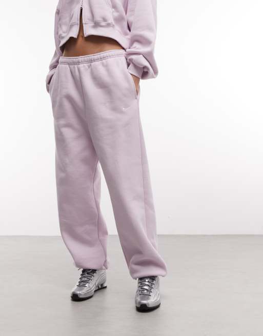 Nike Studio Fleece mid-weight oversized cuffed jogger in pink, 2 of 5