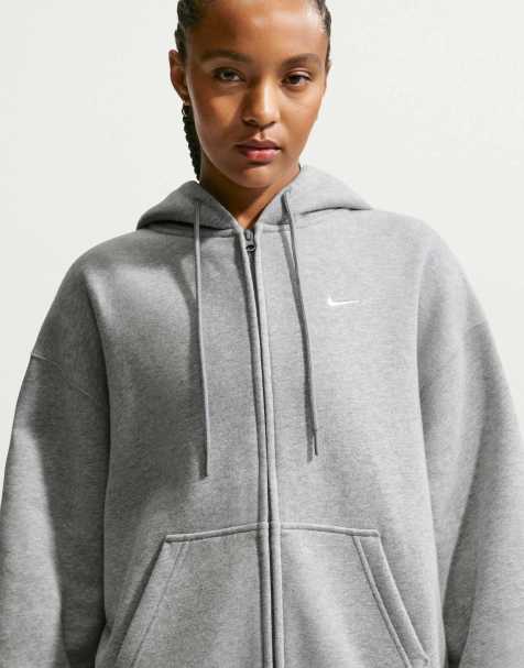 Nike Studio Fleece mid-weight oversized full zip hoodie in grey - view 1