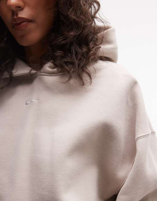 Nike Studio Fleece mid-weight oversized hoodie in cream, 3 of 4