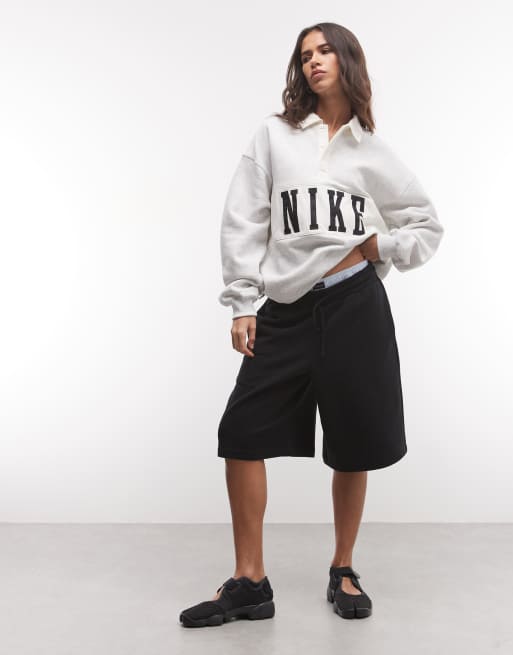 Nike Studio Fleece mid-weight oversized rugby sweat in grey, 2 of 4