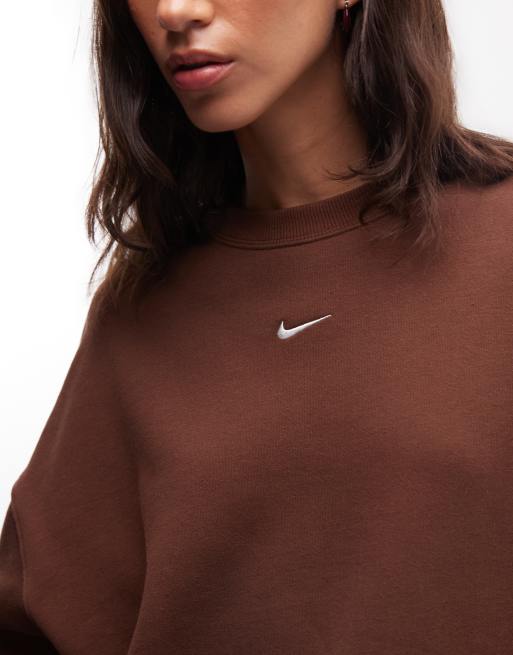 Nike Studio Fleece mid-weight oversized sweat in brown, 2 of 4