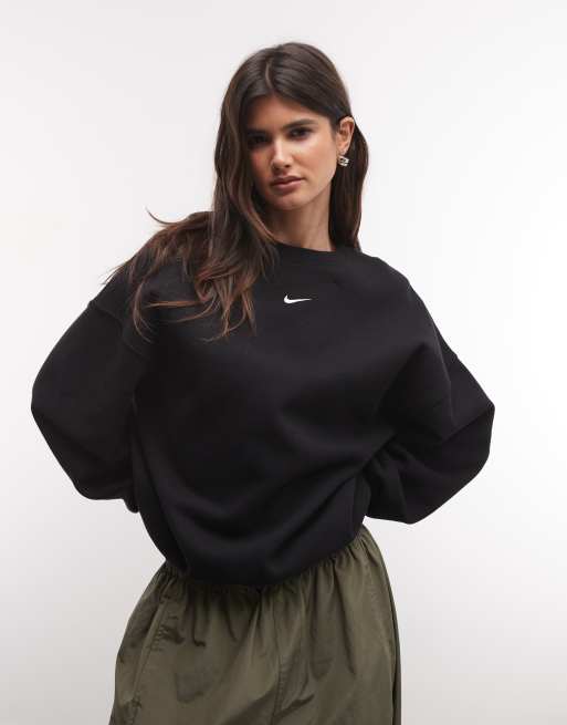 Nike Studio Fleece mid-weight oversized sweatshirt in black, 3 of 4