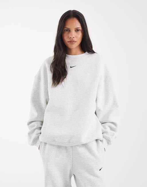 Nike Studio Fleece mid-weight oversized sweatshirt in heather grey , 4 of 4