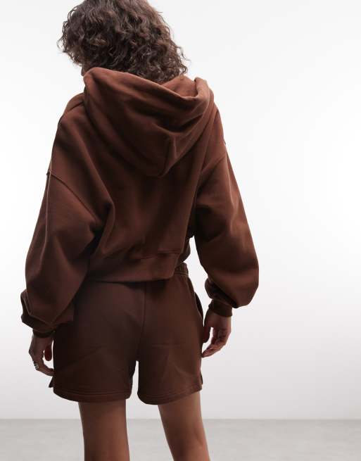 Nike Studio Fleece mid-weight short in brown, 5 of 5