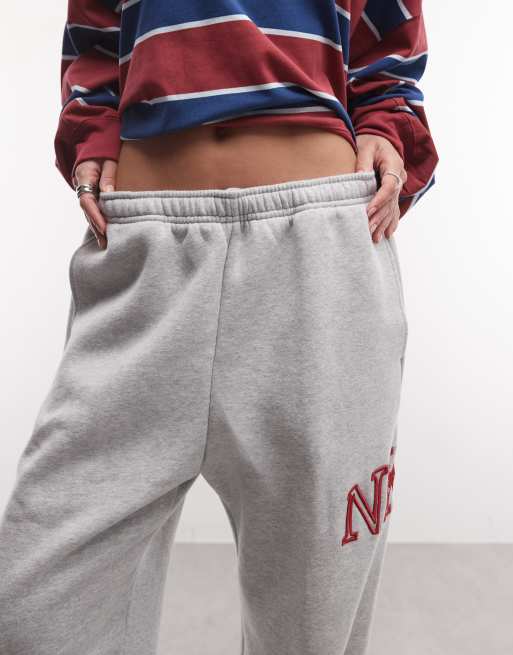 Nike Studio Fleece mid-weight varsity graphic oversized joggers in grey, 5 of 5