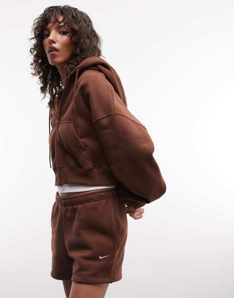 Nike Studio Fleece mittelschwere Shorts in Braun - view 1