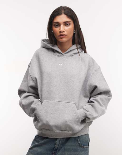 Nike Studio Fleece mittelschwerer Oversize-Kapuzenpullover in Grau, 2 von 4
