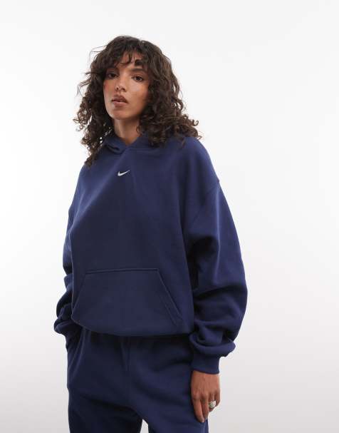 Nike Studio Fleece mittelschwerer Oversize-Kapuzenpullover in Marineblau - view 1
