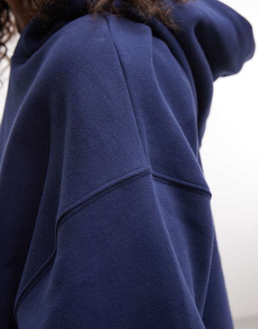 Nike Studio Fleece mittelschwerer Oversize-Kapuzenpullover in Marineblau, 3 von 4