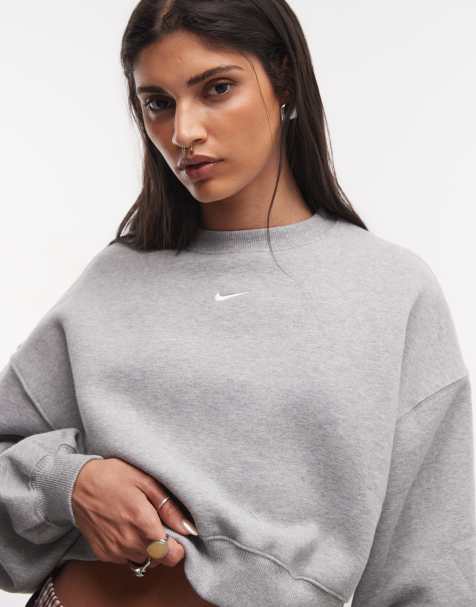 Nike Studio Fleece mittelschweres Oversize-Cropped-Sweatshirt in Grau - view 1