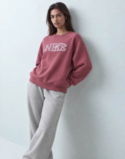 Nike Studio Fleece mittelschweres Sweatshirt mit Grafikprint in Rosa - view 1