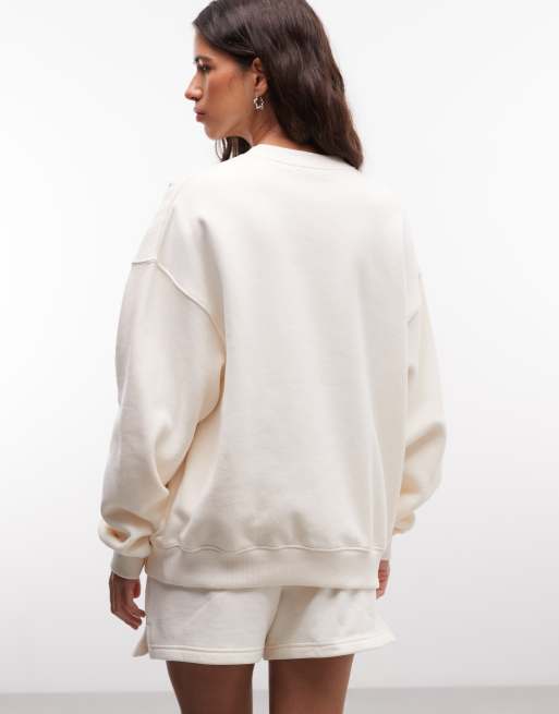 Nike Studio Fleece oversize bluza varsity w kolorze kremowym, 4 z 4