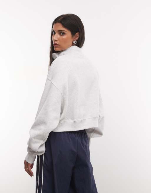Nike Studio Fleece Oversize Varsity Quarter-Zip in Hellgrau, 4 von 4