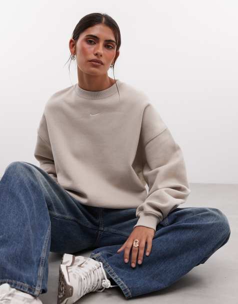 Nike Studio Fleece oversized crewneck sweatshirt in beige - view 1