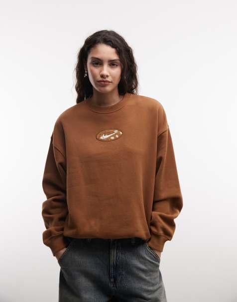 Nike Studio Fleece oversized graphic print sweat in brown - view 1