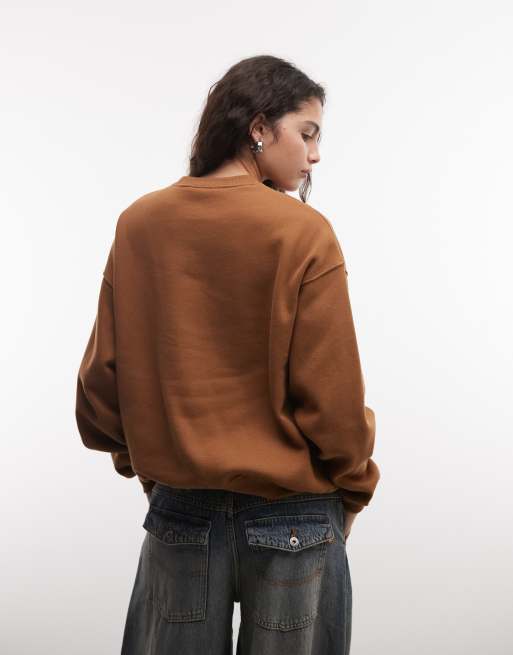 Nike Studio Fleece oversized graphic print sweat in brown, 4 of 4