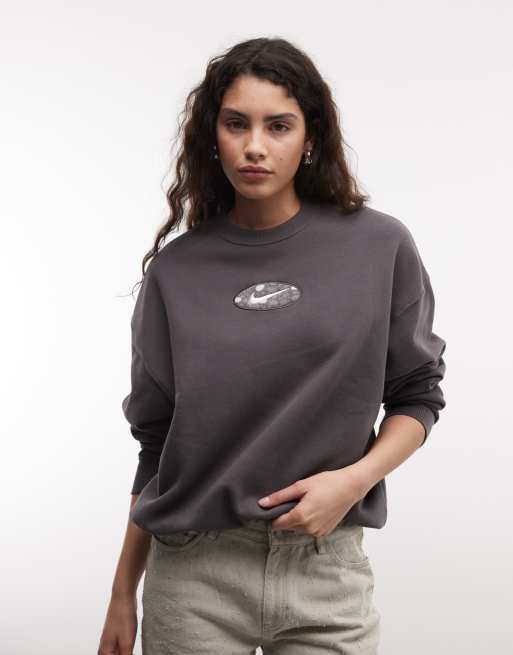 Nike Studio Fleece oversized graphic print sweat in grey, 2 of 4