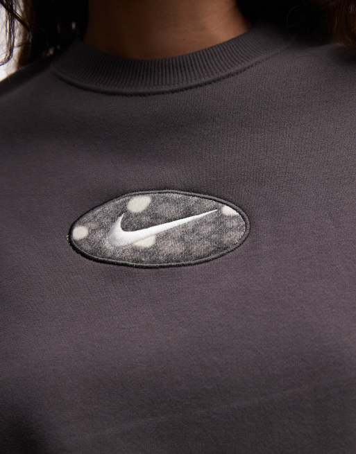 Nike Studio Fleece oversized graphic print sweat in grey, 3 of 4