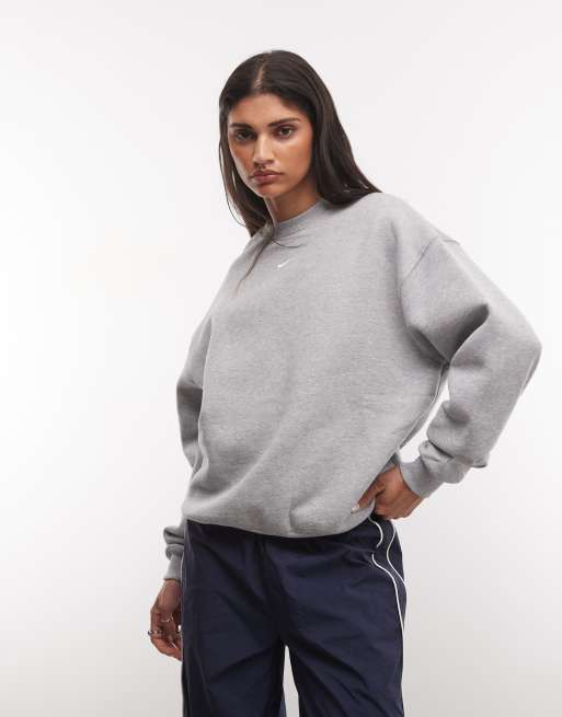 Nike Studio fleece oversized sweatshirt van middelzware stof in grijs, 3 van 4
