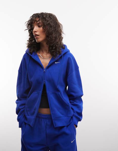 Nike Studio Fleece schwerer Oversize-Hoodie mit Reißverschluss in Blau - view 1