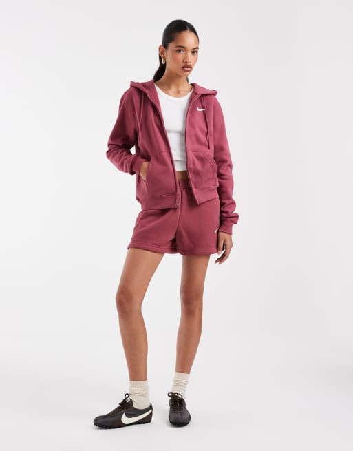 Nike Studio Fleece shorts in burgundy, 2 of 5