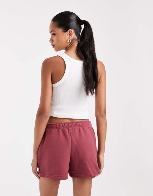 Nike Studio Fleece shorts in burgundy, 4 of 5