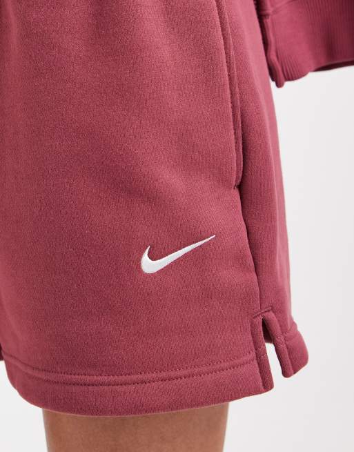 Nike Studio Fleece shorts in burgundy, 5 of 5